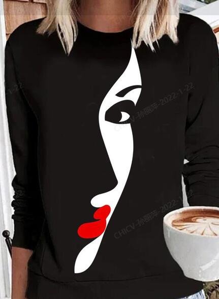 Crew Neck Abstract Shirt & Top
