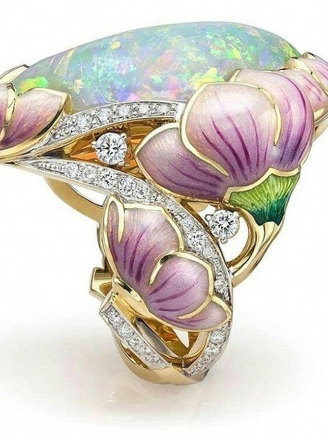 Enamel Opal Painted Ring