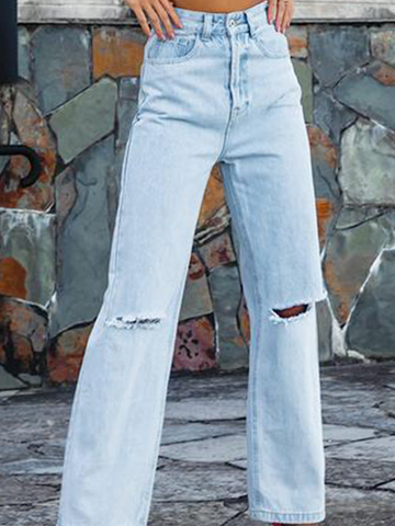 women's loose ripped high waist street fashion trendy jeans
