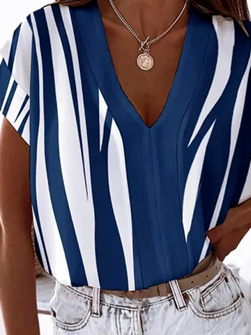 Striped Short Sleeve Tops