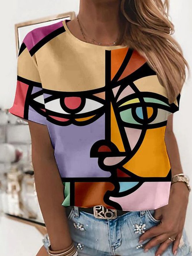 Crew Neck Casual Jersey T-Shirt