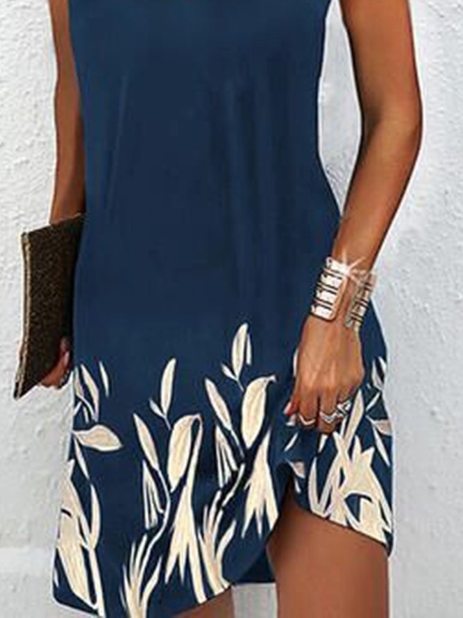 Casual Floral Halter A-line Sleeveless Dress
