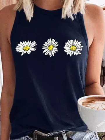 Casual Floral Knit Tank