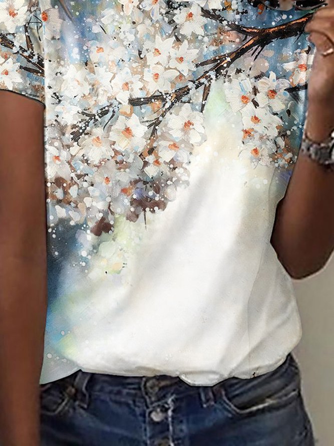 Floral Loosen Casual Short Sleeve T-Shirt
