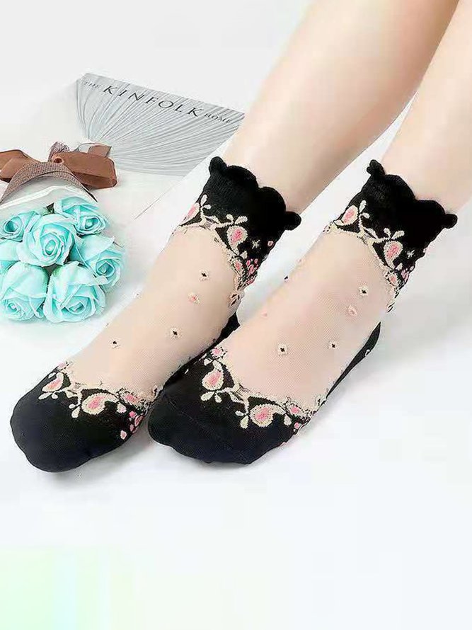 Crystal Silk Floral Socks