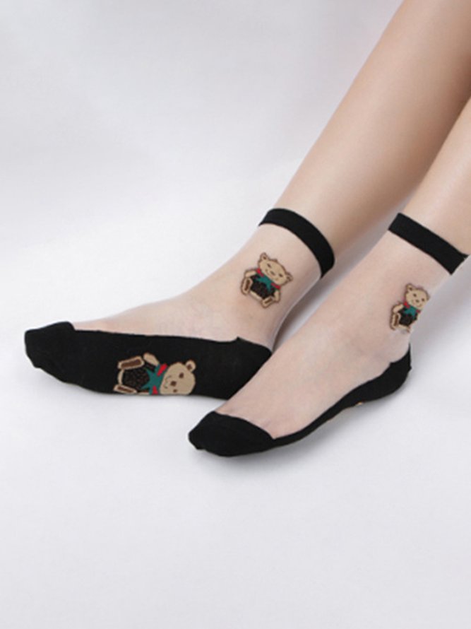 Cat And Bear Crystal Socks