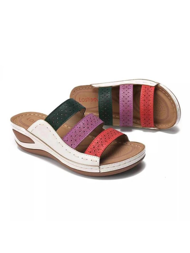 Casual Ethnic Hollow Slippers Wedges