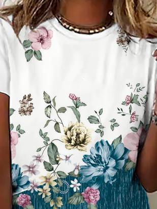 Floral Printed Casual Short Sleeve T-Shirt