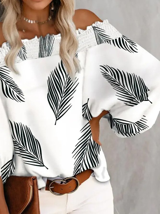 Casual Leaves Off The Shoulder Loosen Tops