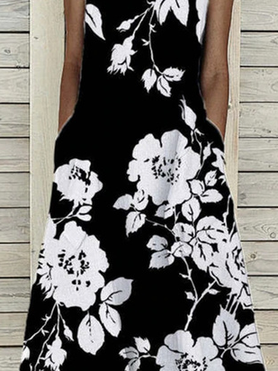 Floral Casual Sleeveless Woven Dress