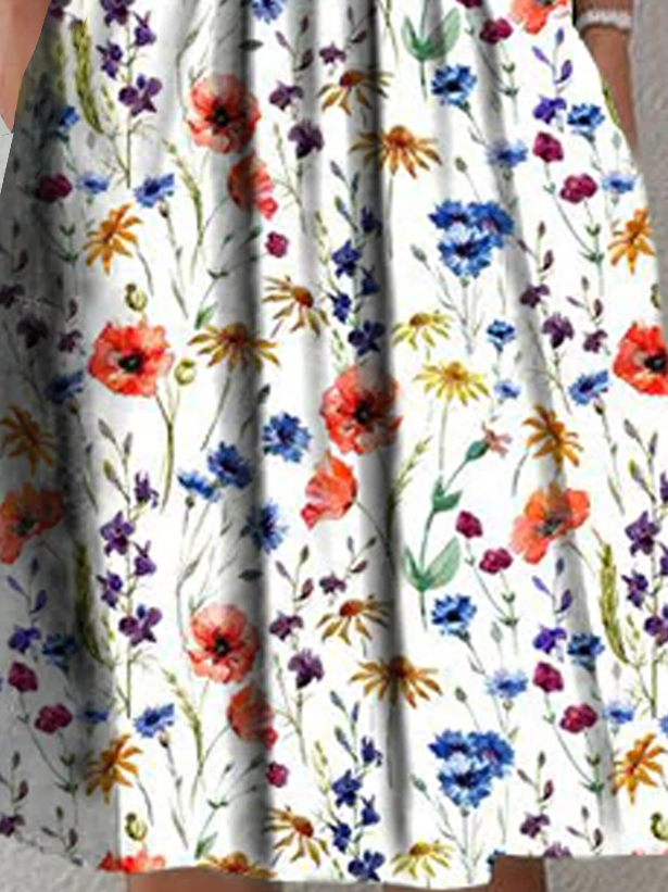  Casual  Loosen Short Sleeve Floral Dress