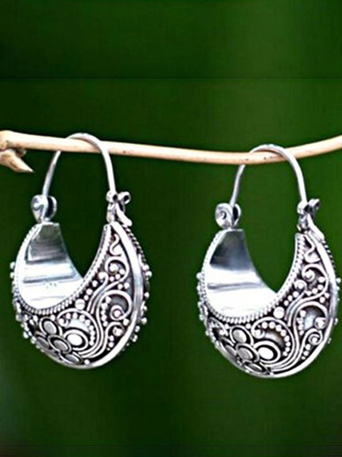 zolucky Woman Fashion Sliver  Vintage Tribal Holiday Earrings