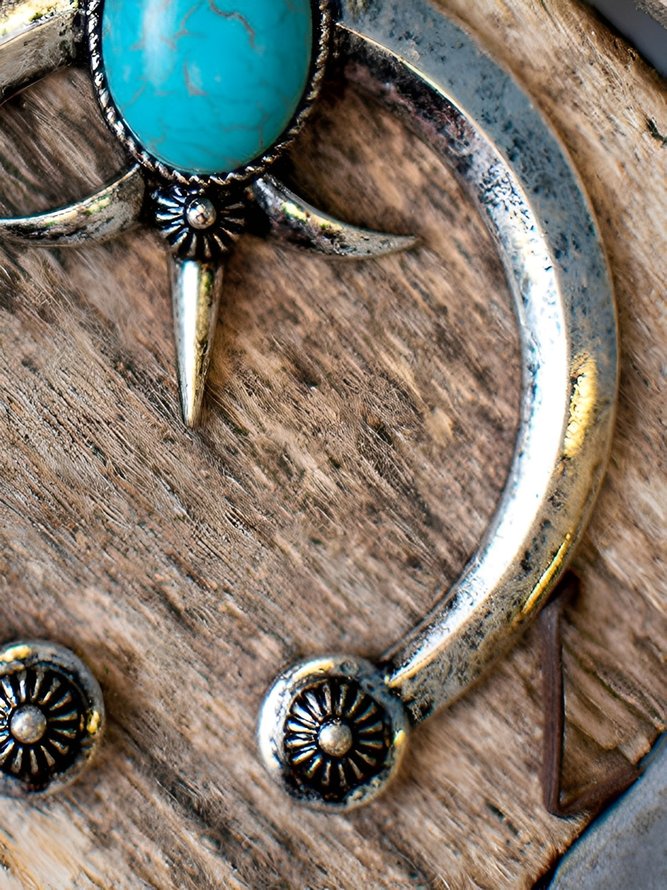 Ethnic Vintage Cow Horn Shaped Turquoise Earrings