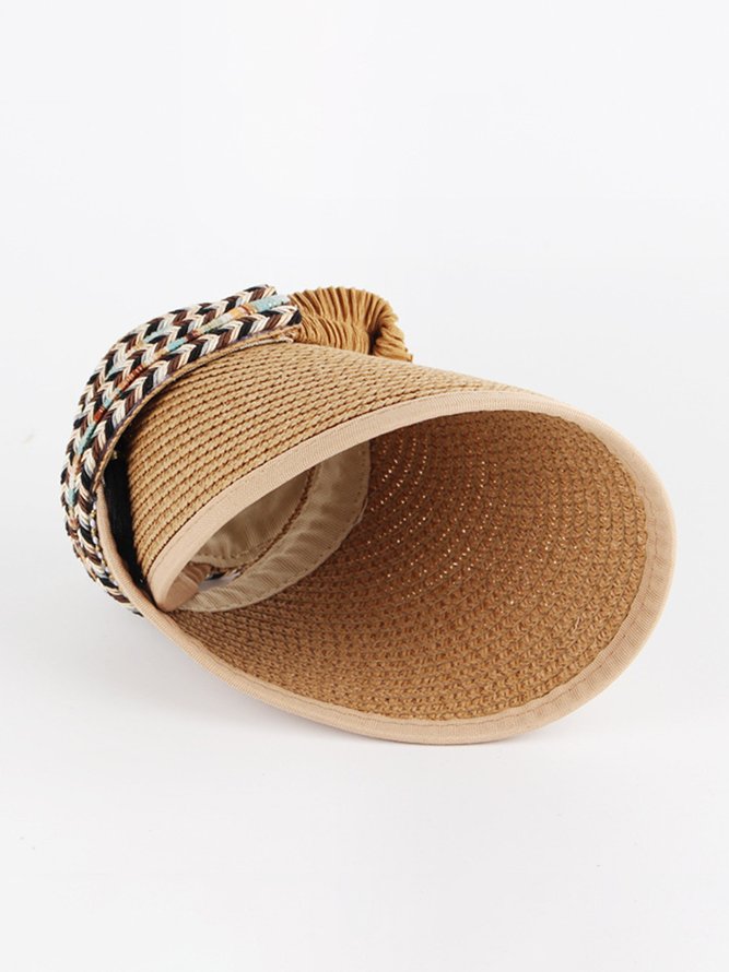 Vacation Style Beach Braided Straw Hat Stretch Outdoor Hat