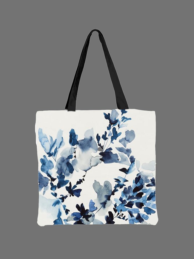 Women's Floral Pattern Zipper Canvas Bag Shopping Bag