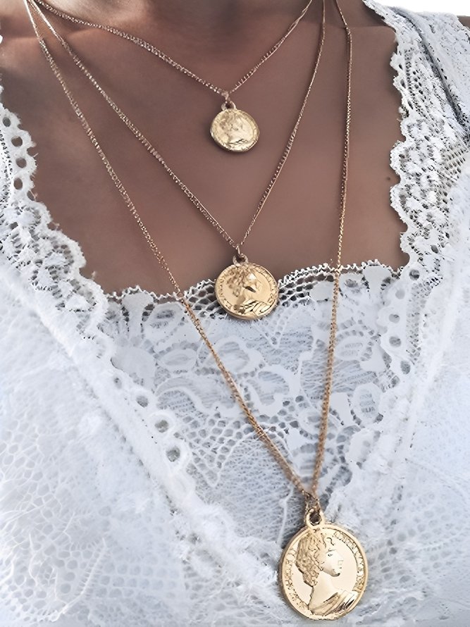 Boho Coin Vintage Layered Necklace