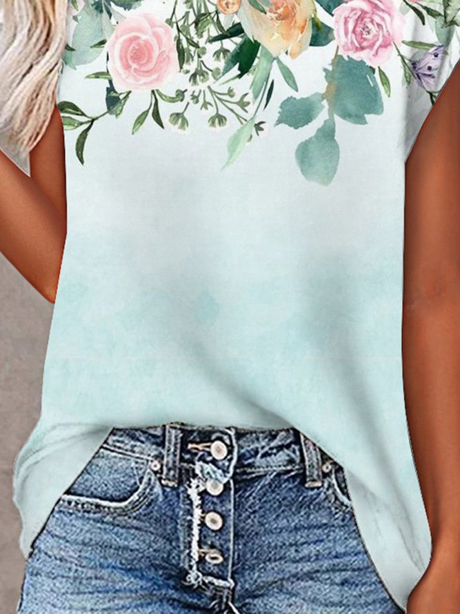 Floral Casual Loosen Short Sleeve T-Shirt