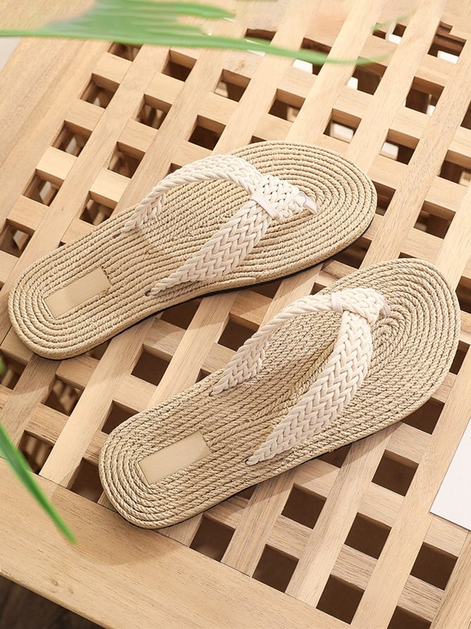 Beach Vacation Braided Faux Rope Flip-flops