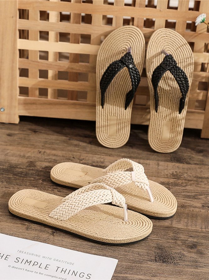 Beach Vacation Braided Faux Rope Flip-flops