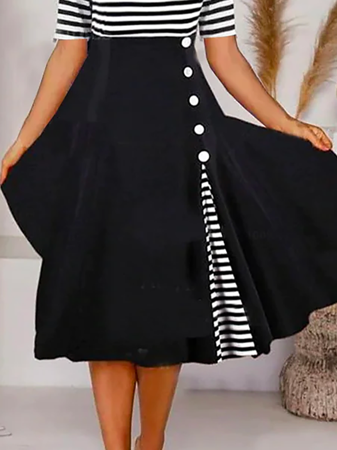 Plus size Striped Half Sleeve Casual Dress