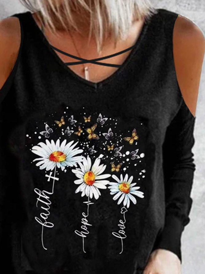 Casual Floral Long Sleeve T-Shirt