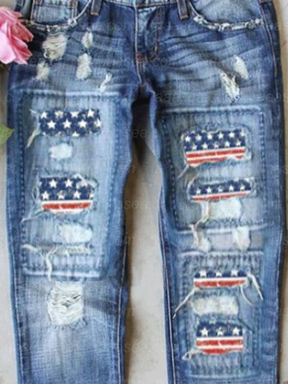 America Flag Pockets Regular Fit Independence Day Jeans