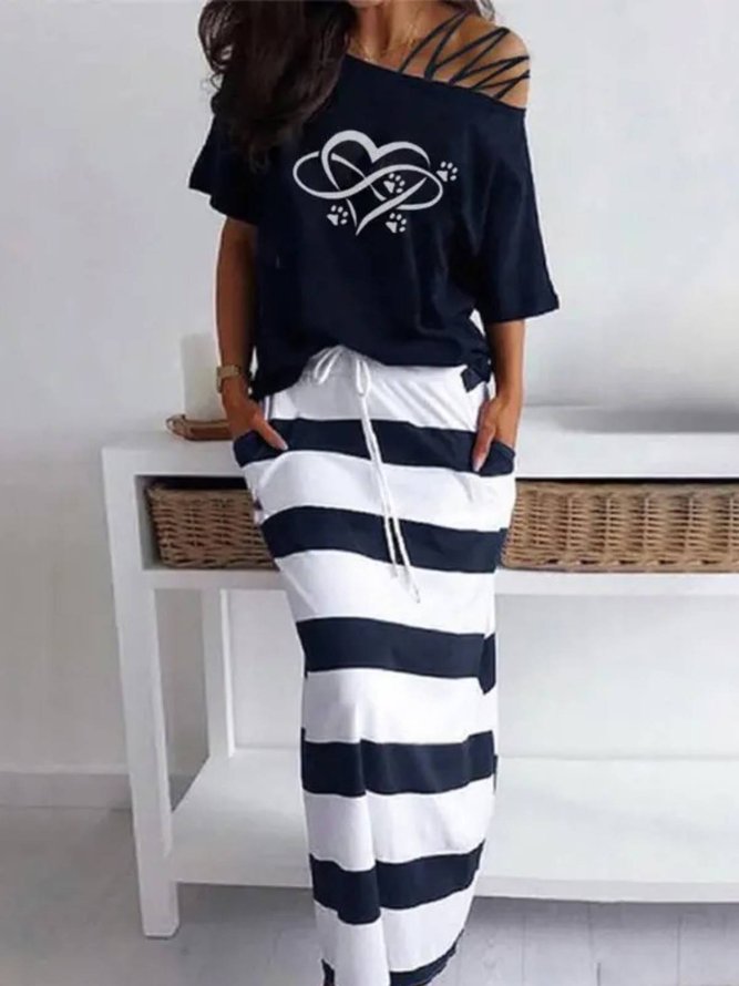 Casual Striped Two Piece Sets