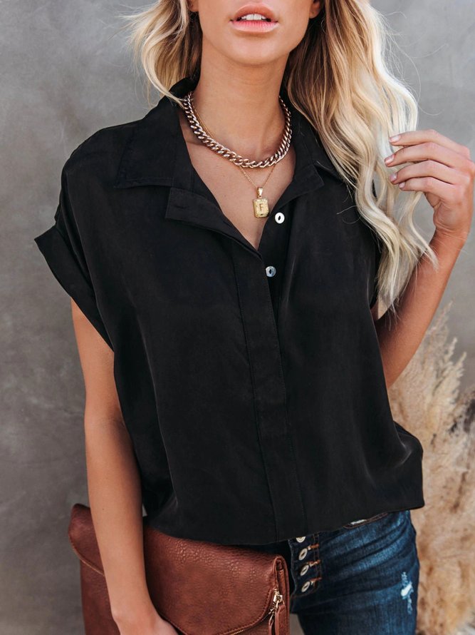 Casual Short sleeve Shirt Collar Plus Size Blouses