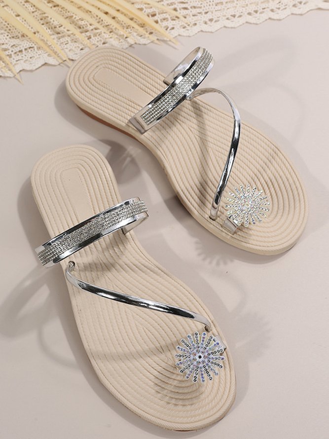 Women's Beach Resort Rhinestone Slip-On Flip Flop Sandals