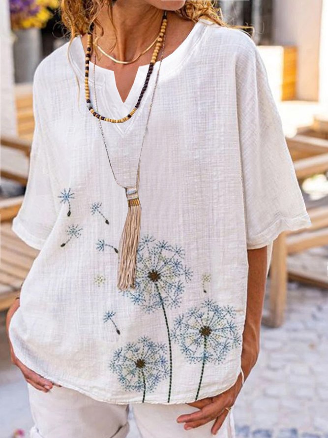 V Neck Printed Casual Short Sleeve Tops