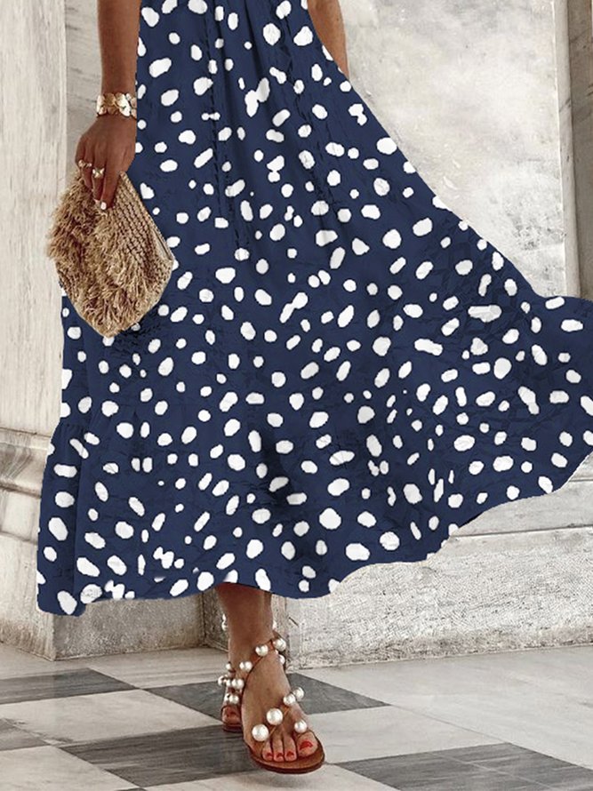 Polka Dots Sleeveless Plus Size Casual Dresses