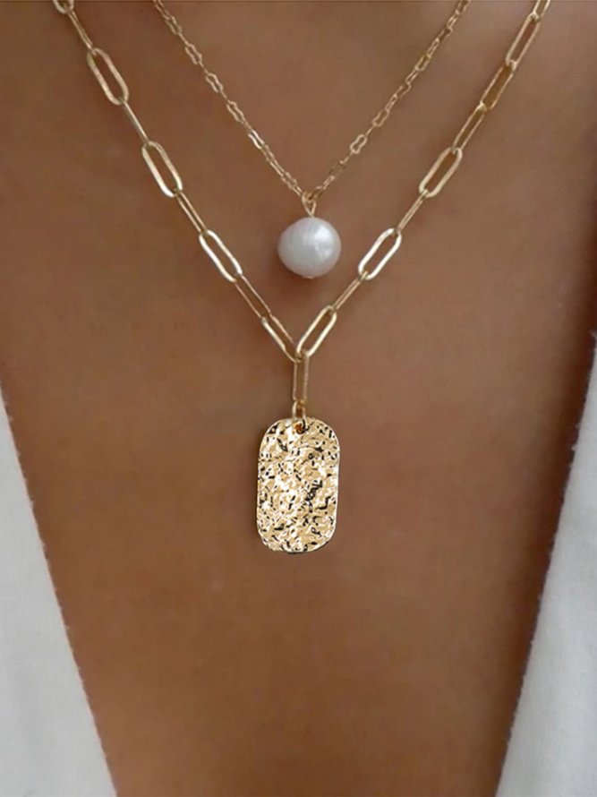 Resort Style Double Layer Square Necklace