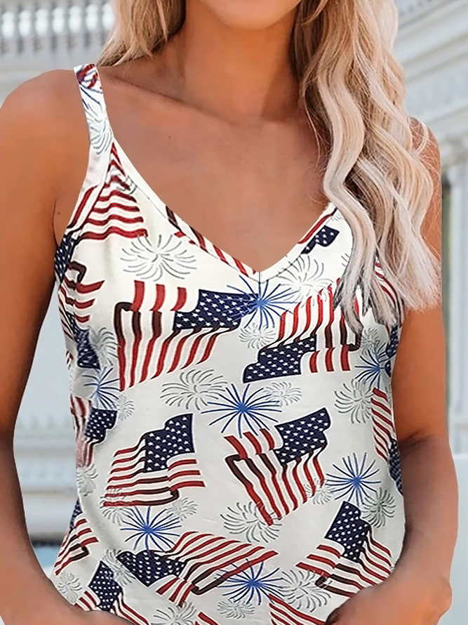 Casual Sexy Flag Printed Loosen Tanks & Camis