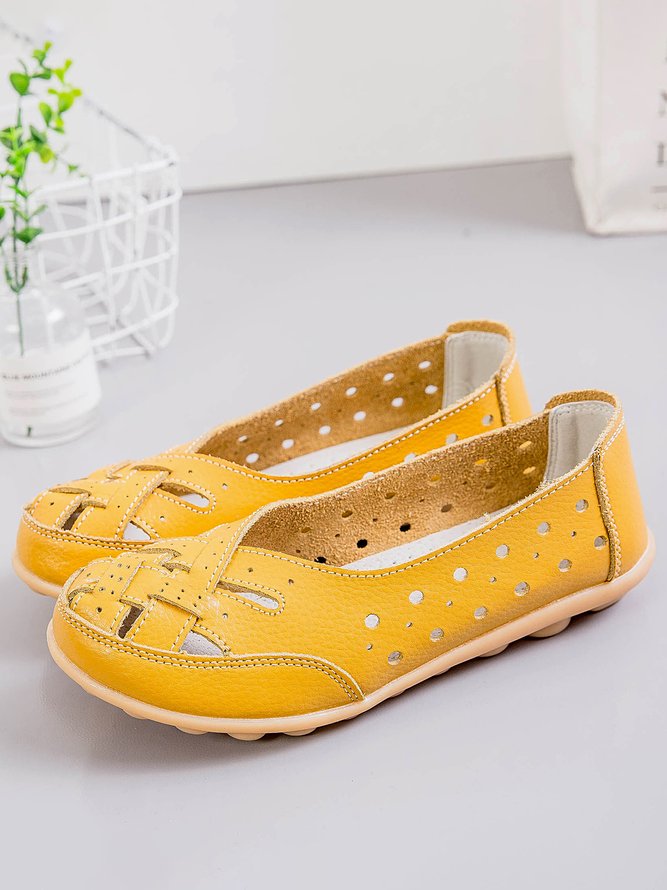 Hollow Leather Soft Sole Shoes