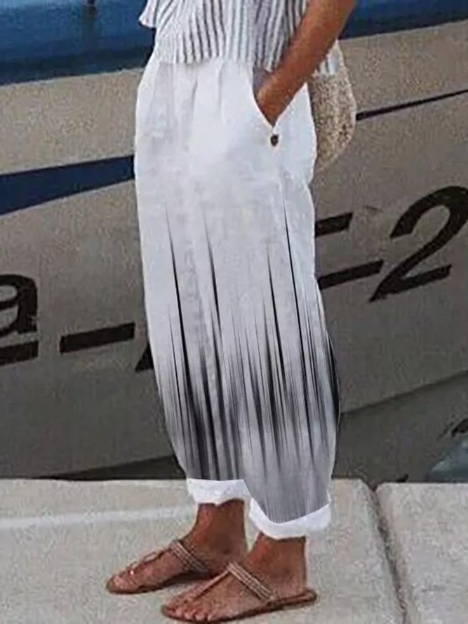 Abstract Loose Casual Elastic Waist Pants