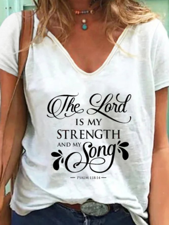Casual Short Sleeve V Neck Printed Top T-shirt
