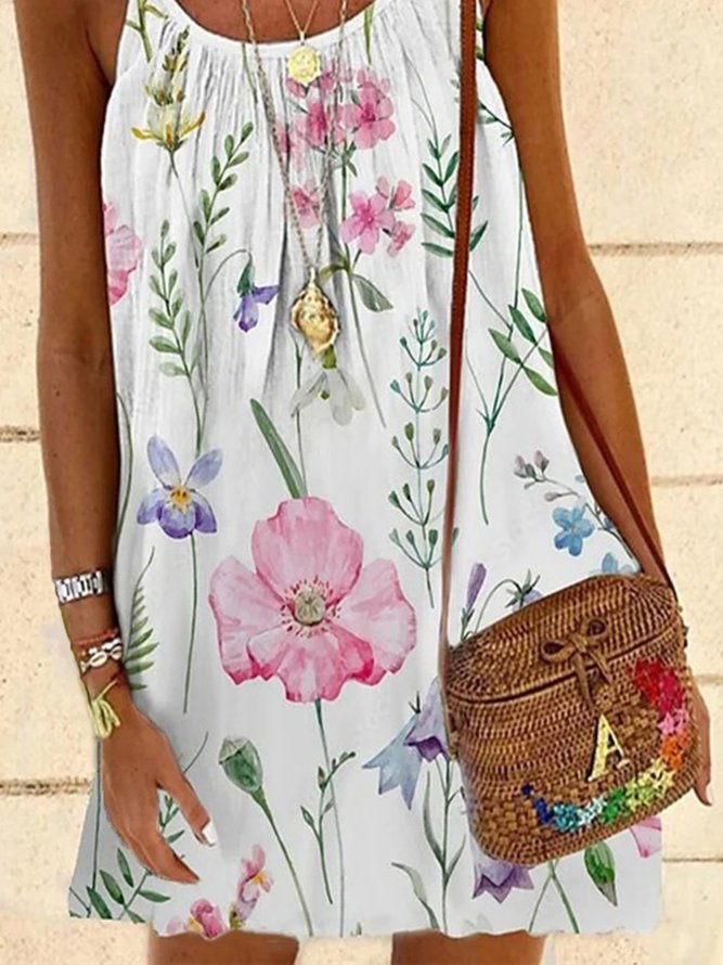 Floral Casual Vacation Spaghetti A-line Dresses