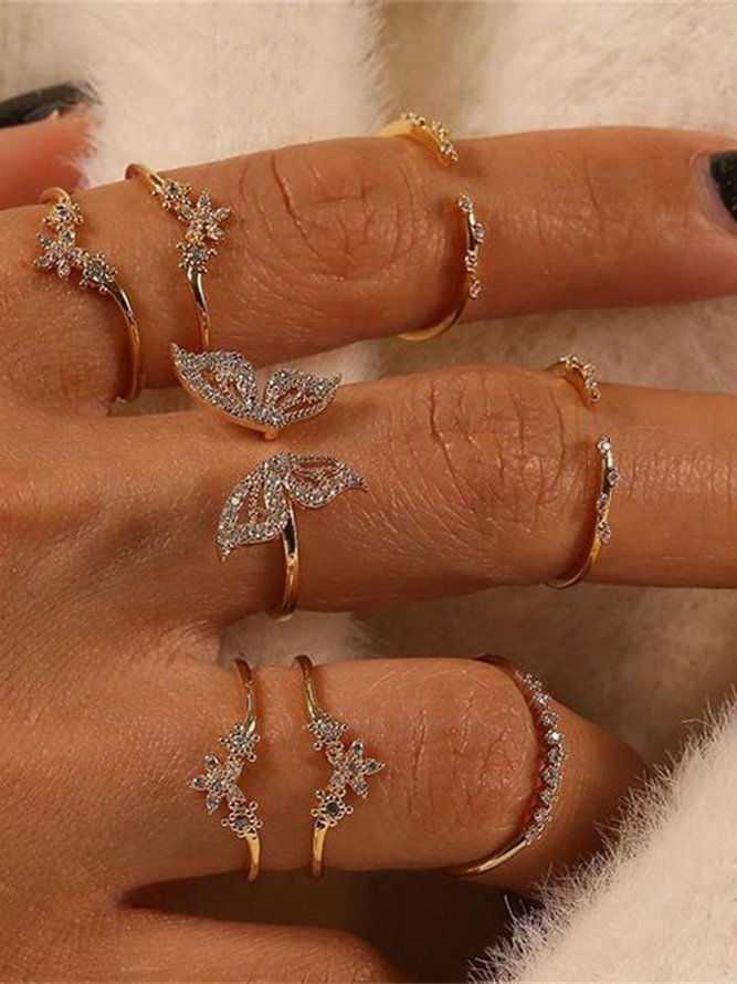 8pcs Boho Diamond Butterfly Ring Set