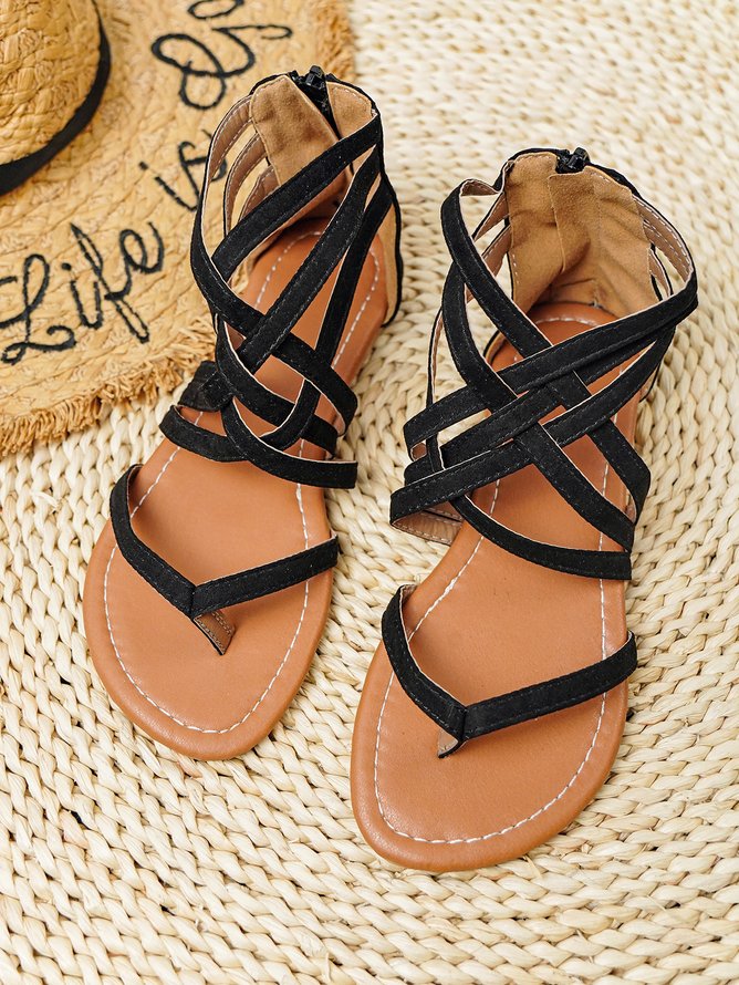Vacation Roman Cross Strap Vintage Sandals
