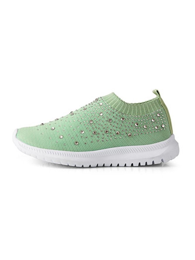 Rhinestone Design Portable Overfoot Lightweight Flyknit Sneakers