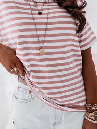 Plus size Striped Casual T-Shirt
