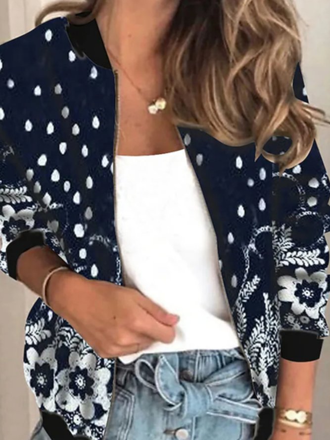 Casual Floral Long Sleeve Printed Outwear