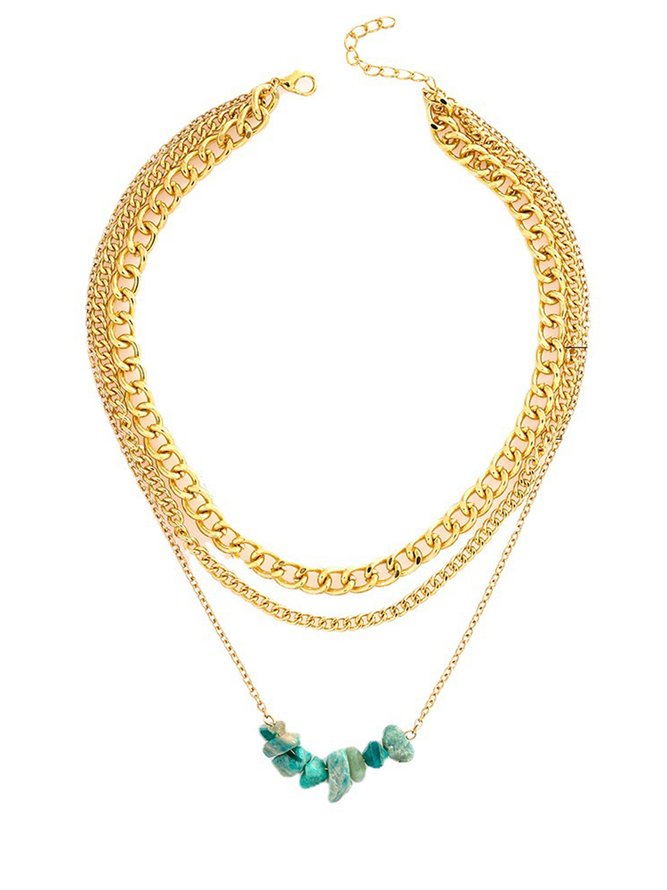 Bohemian Turquoise Chunky Chain Layered Necklace