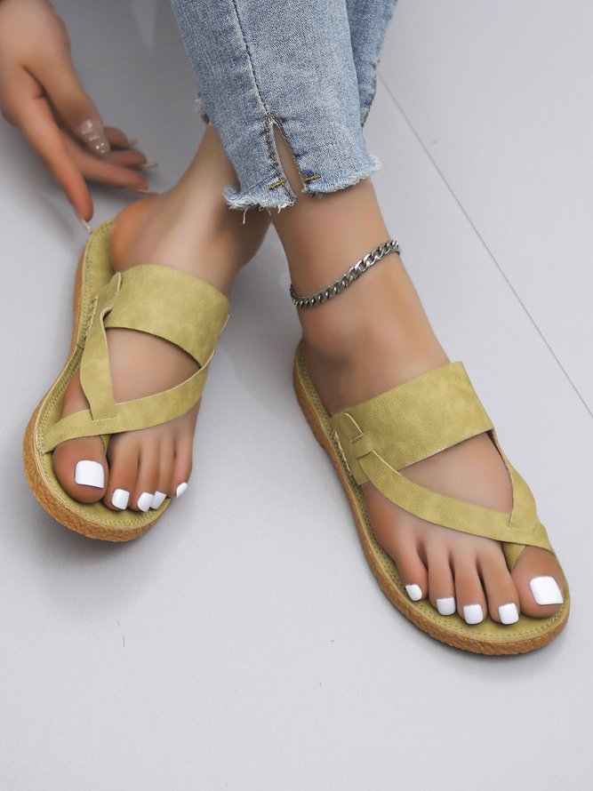 Solid Color Casual Thong Flat Slippers