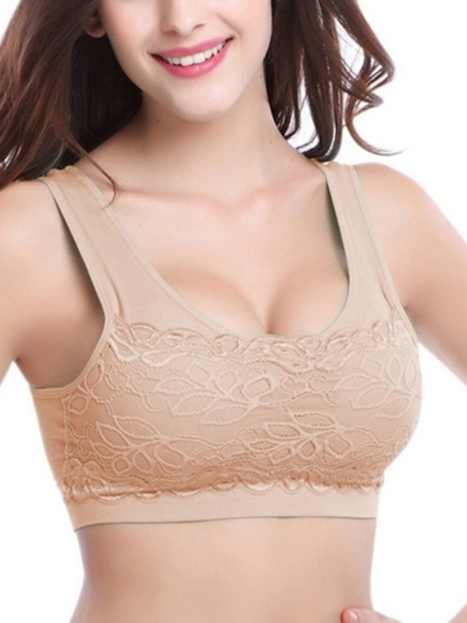 Lace Seamless Push Up Quick Dry Shockproof Sports Bra Plus Size