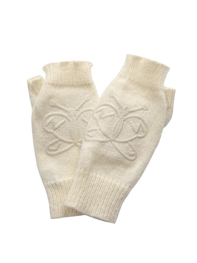 Butterfly Woolen Fingerless Gloves