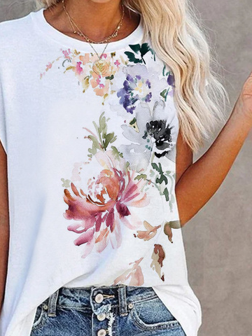 Jersey Floral Printed Casual T-Shirt