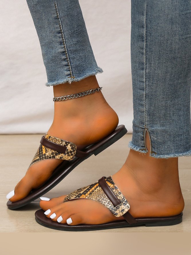 Vintage Snake Print Thong Sandals Slippers