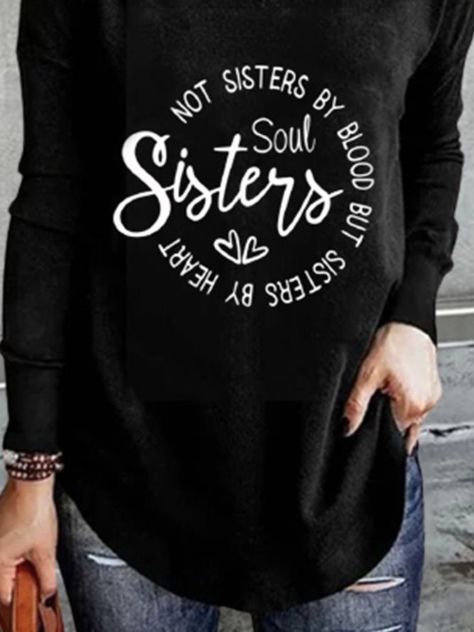 Soul Sisters Long Sleeve V Neck Casual T-Shirt