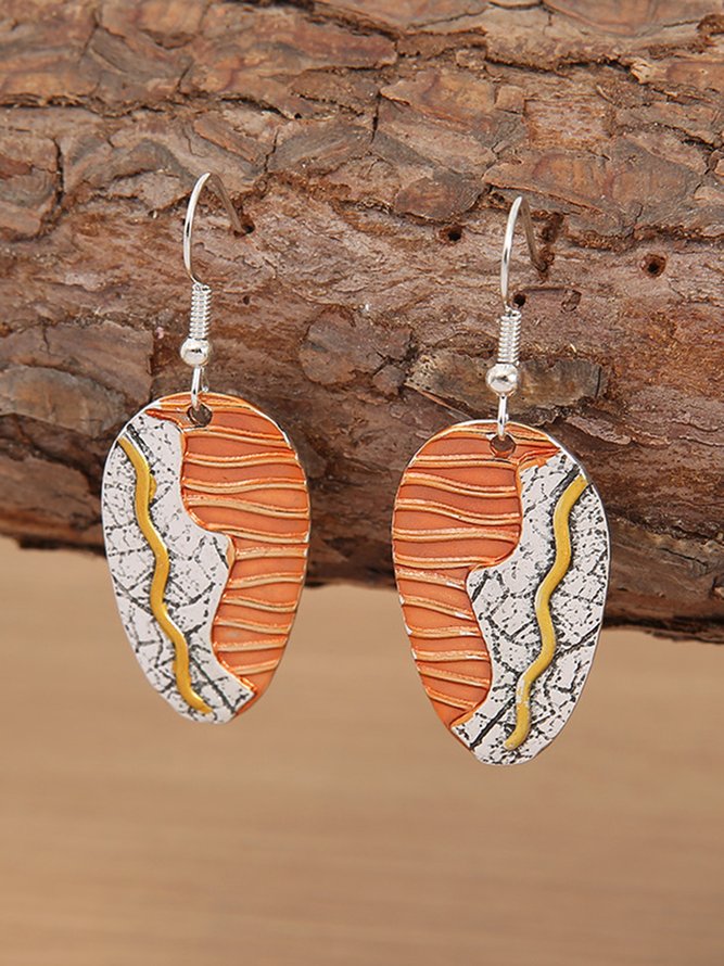 Ethnic Stripe Stitching Geometric Earrings Everyday Vintage Jewelry
